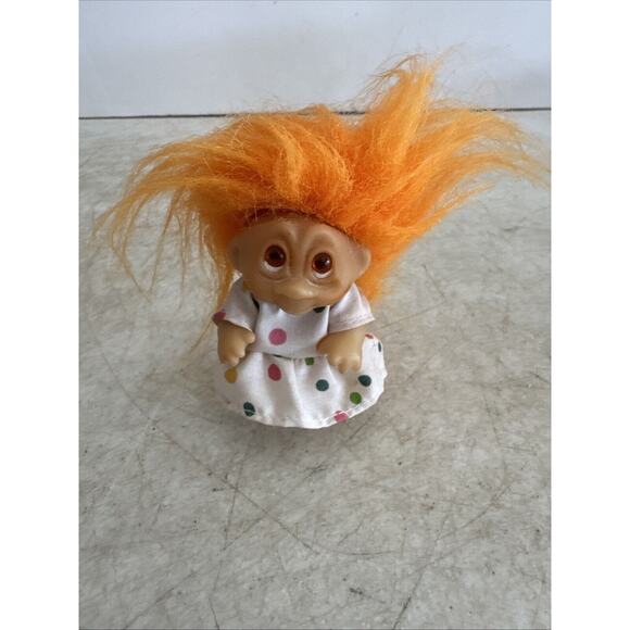 1986 Vintage Dam Troll doll with Orange Hair W/clothes - Picture 3 of 9
